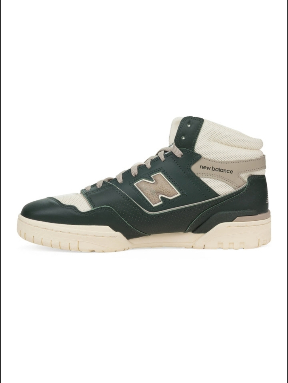 New Balance Men’s High-Top Sneakers in Dark Green and Cream - Picture 2 of 3
